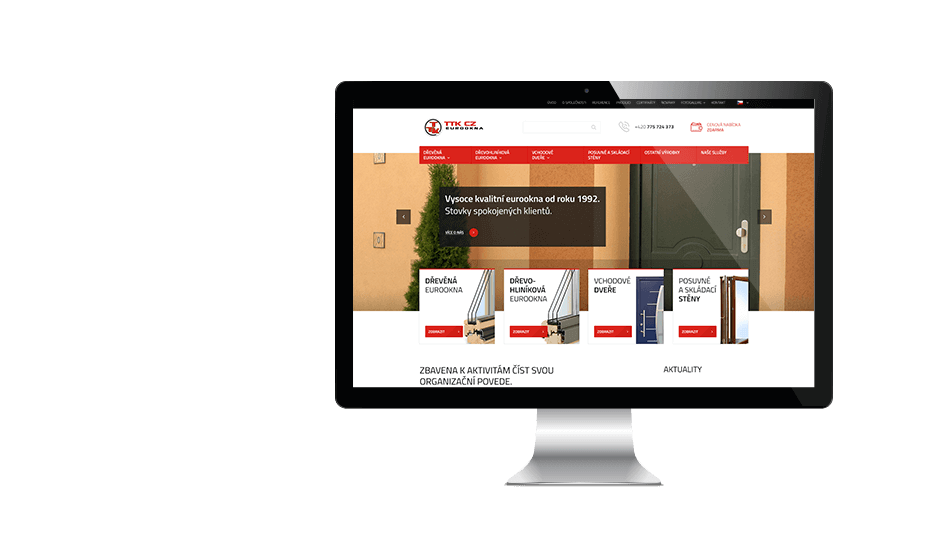 Obrazovka s referencí webu