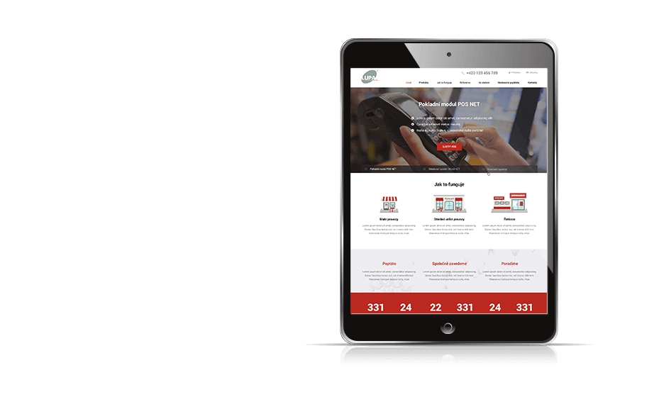 Obrazovka s referencí webu