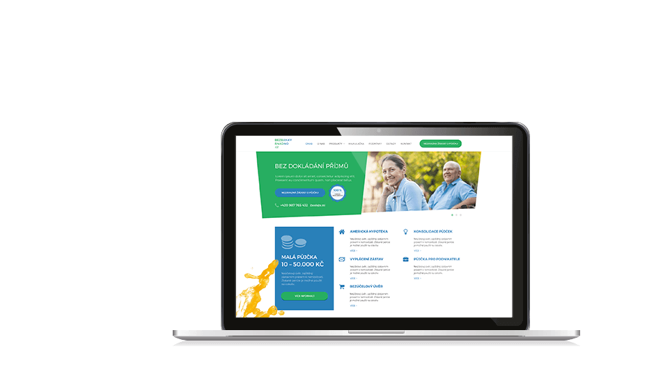 Obrazovka s referencí webu